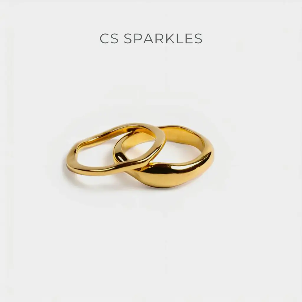Minimalist Stackable Ring Set 18K Gold Plated, Waterproof Non-Tarnish Jewellery for Women