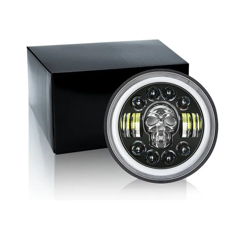 COD Lampu Tembak Daymaker Tengkorak 7 Inch LED Bulat Lampu Tembak Tengkorak 40 Watt Lampu Daymaker Tengkorak 12 LED 8