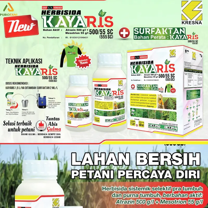 Herbisida Selektif Kayaris 250ml obat rumput tanaman  jagung bonus kaos