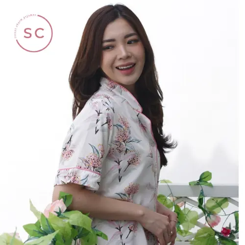 SECRET CHARM SETELAN PIYAMA FASHION MOTIF PETALS BAJU TIDUR DEWASA Wanita Wanita