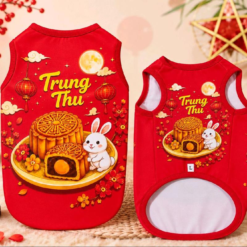Áo ba lỗ in hình Trung Thu cho cún