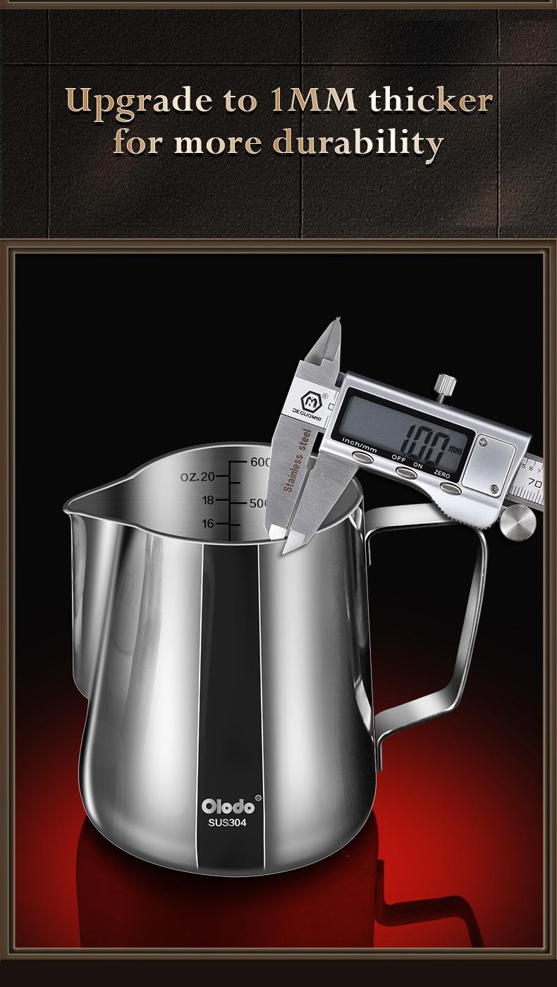 Product Introduction of Italian style stainless steel milk foam cup with handle and pointed mouth, milk tank, flower pot, professional coffee flower cup Tea 13