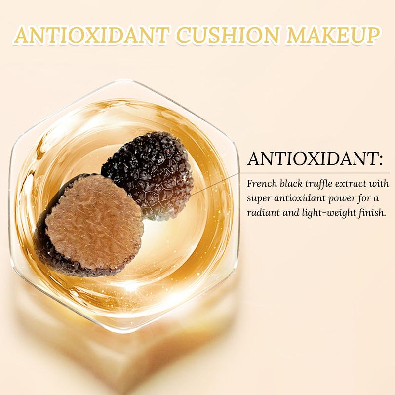 Kusyen Udara Antioksidan, Truffle Hitam Zink PCA, Concealer 2 Dalam 1, Kawalan Minyak, Tona Kulit Sekata, Mencerahkan, 7g + 10g 4