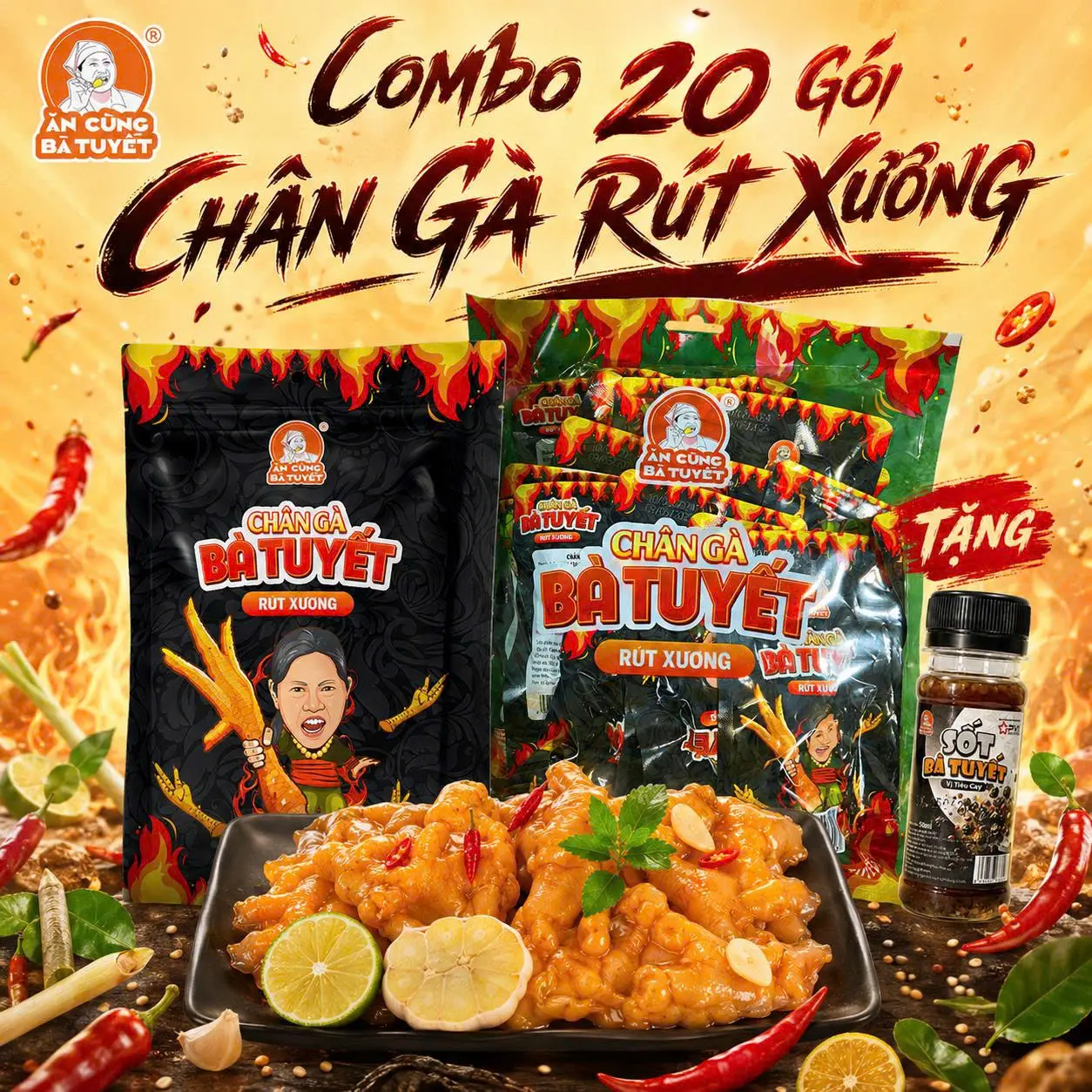 20 chân rút xường + 1 hũ sốt tiêu cay