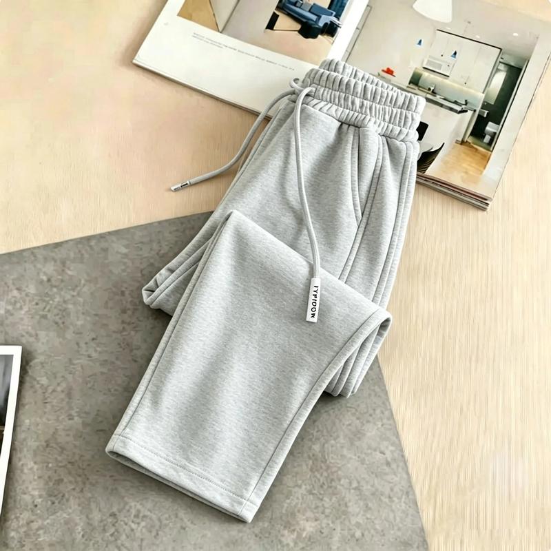 Quần Nỉ bông Nam Dáng Rộng Nửa Nối Xám Phong Cách Hàn Quốc Siêu Hot，Dáng Thẳng Phù Hợp Đi Địa，Quần Thể Thao Nam Xám Trẻ Trung Dáng Rộng Không Chịu Ngứa Hàng Hiệu  quần nỉ nam  Chéo Giãn Ống Đứng
