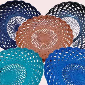 PIRING ROTAN PLASTIK CEKUNG PAKET 24 PCS & 36 PCS+Bonus centong nasi,Diameter 24,5 CM,Varian warna-Kitchenware