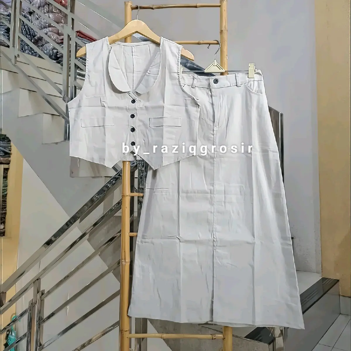 Setelan Wanita Helena#2 Vest + Rok Span Bahan Katun Twill Kekinian