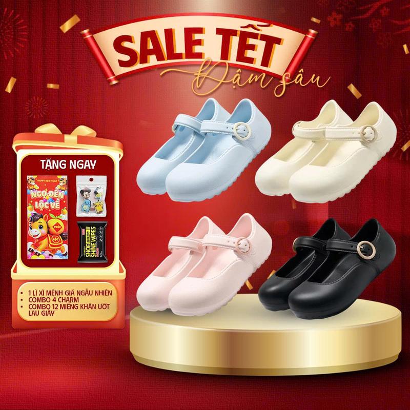 HÀNG SẴN LÌ XÌ TẾT+CHARM+KHĂN LAU GIÀY Giày Mary Jane cho nữ Fashion giày EVA đế bằng mẫu trơn form dáng 2026 Shoes - Đi chơi đi học đi du lịch giày mũi tròn nữ sandal quai hậu