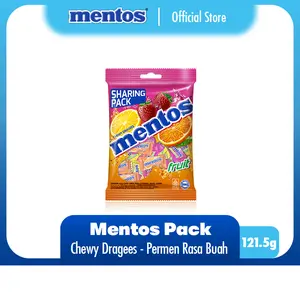 Mentos Chewy Dragees Fruit Pack 121.5g - Permen Kenyal Rasa Buah 1pcs