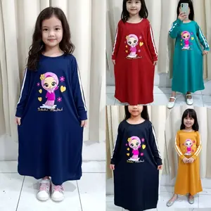 gamis anak 1- 11 tahun muslim perempuan baju kaos lengan panjang pakaian cewek sahabat muslimah