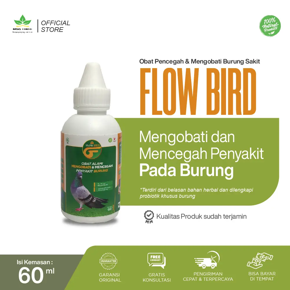Obat Herbal Mencegah dan Mengobati penyakit semua Burung - Flow bird 60 ml jamu ayam