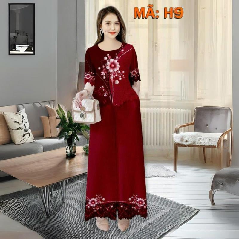 Bộ Đồ Nữ Duyên Dáng Trẻ Trung Mã H9 Chất Lụa Thoáng Mát Cổ Chui Tay Lửng Quần Có Túi Hoa Lá Nổi Bật Size Cỡ Nhỏ Đến Lớn Phù Hợp Đi Chơi Hay Đi Làm