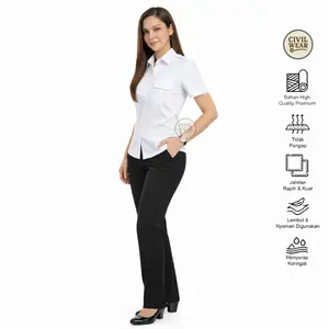 Civil Wear Kemeja Putih PDH Wanita Pendek Baju Putih PDH Dinas ASN PNS Bahan High Quality Premium Tidak Pengap