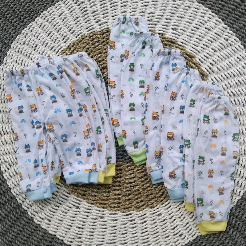 Celana Panjang Bayi Laki-laki Perempuan 0-12 Bulan Putih Full Print Halus Dan Lembut Hewan Anak-Anak Lutut 2