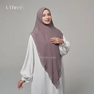 Nazia Khimar syar'i Standar - Lthree By Lubna Dua Layer Cerutty Khimar Pad Jilbab Instan