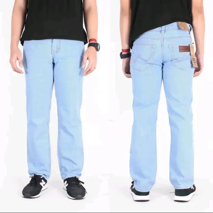 Celana Jeans Panjang Pria Regular/Celana Jeans Pria Reguler/Celana Jeans Standar Panjang Distro Denim fit Nyaman lembut tebal  Abu Biru Muda Hitam Pekat 0