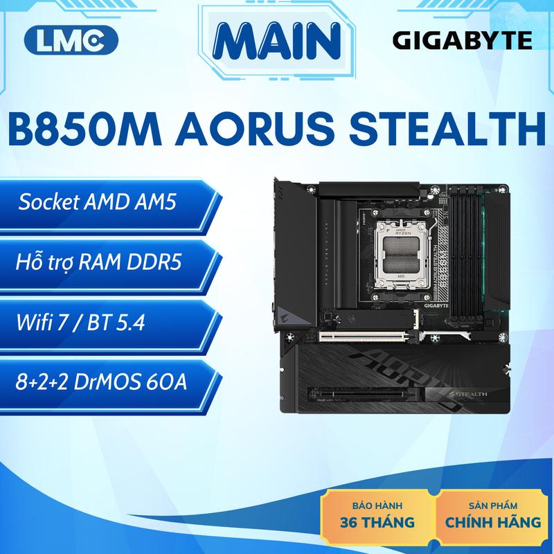 Mainboard GIGABYTE B850M Aorus Stealth / B850M Aorus Stealth ICE - Hỗ trợ CPU AMD AM5 / Hỗ trợ RAM DDR5 / Hỗ trợ PCIe 5.0 - Đỉnh cao giấu dây, PC đẹp ngất ngây, bảo hành 36 tháng