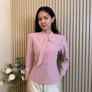 Audrey Longsleeve Blouse Top - finellewear - Atasan Baju kemeja Blouse Lebaran Lengan Panjang Wanita Muslimah Ramadhan 2026