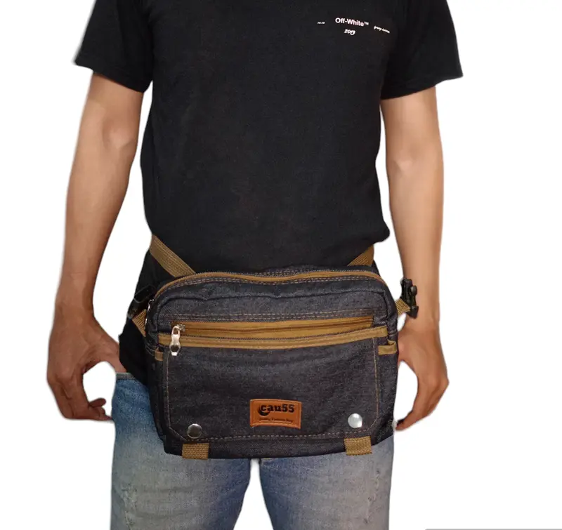 tas selempang slingbag casual cau55 termodis bahan jeans pria wanita 6