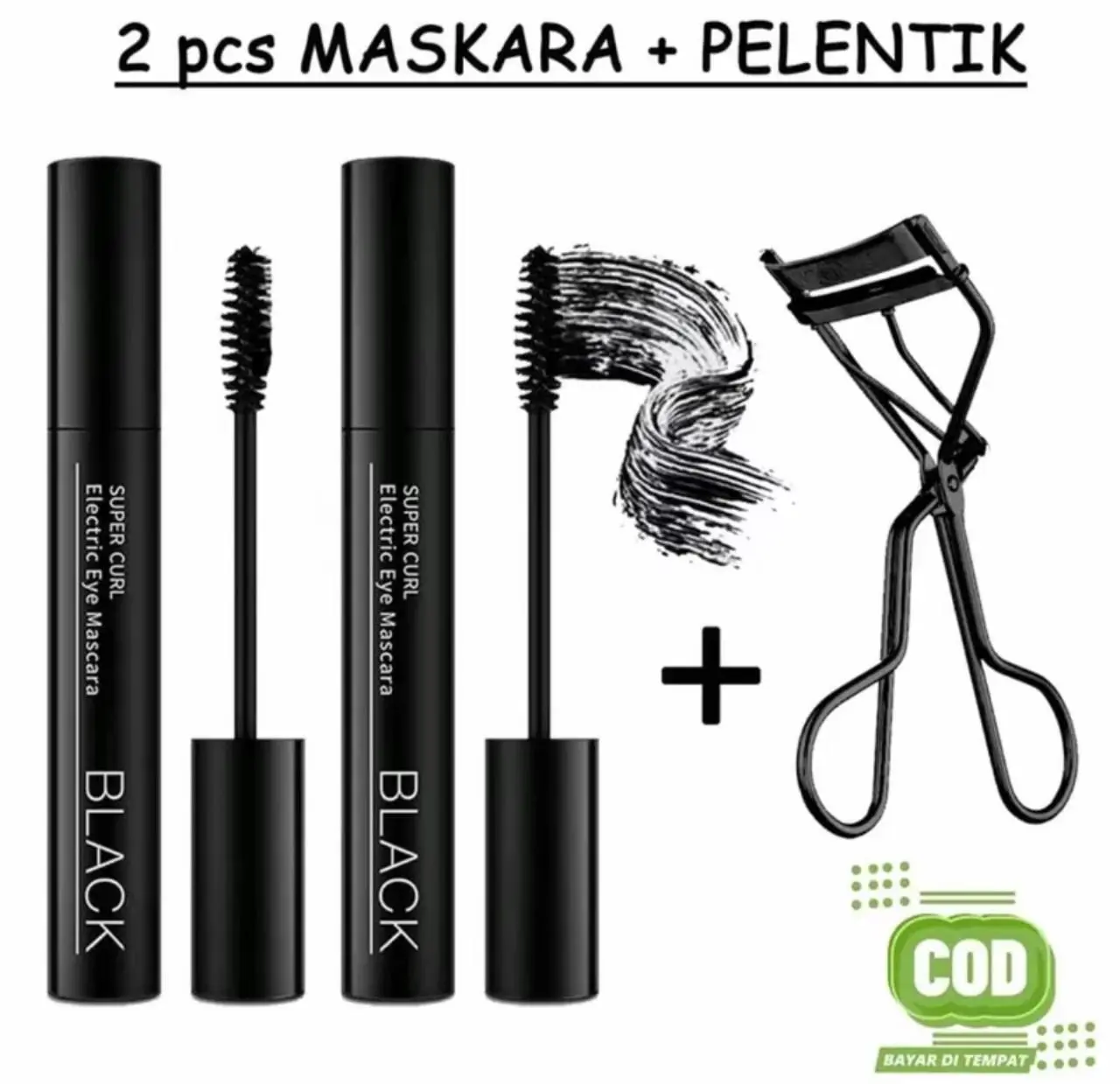 2pcs Maskara Hitam + Penjepit Bulu Mata/Galenco Spesial Kosmetik Edition Harga
