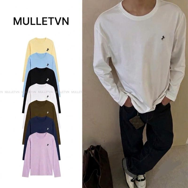 Áo Thun Dài tay THÊU NGỰA LONG SLEEVE TRƠN- ÁO THUN BOXY Nam Nữ Basic COTTON…