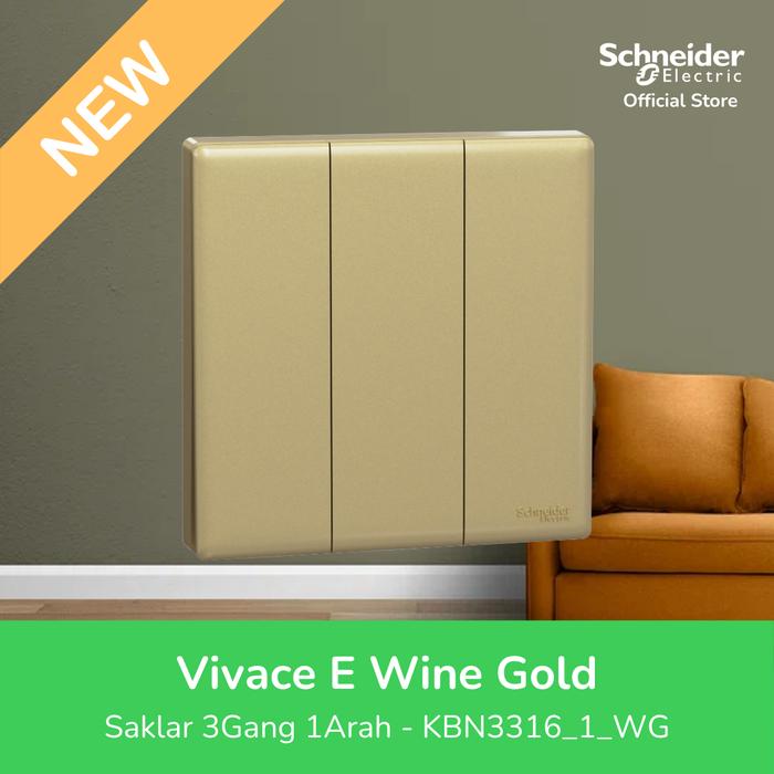 Gambar Schneider Electric Vivace E Saklar Lampu Wine Gold - 3 Gang 1 Arah 3G1A 16A - KBN3316_1_WG dari Schneider Electric Indonesia Kab. Bekasi Tokopedia