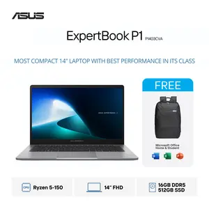 ASUS ExpertBook P1 | PM1403CDA-S65151WS | AMD Ryzen 5-150 | RAM 16GB | SSD 512GB | Layar 14"Inch FHD | Windows 11 Home + Microsoft Office Home 2024