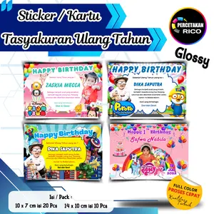 ( Isi 20, 10 Pcs ) Kartu/Stiker Ulang Tahun Anak Label Kotak Nasi Bento