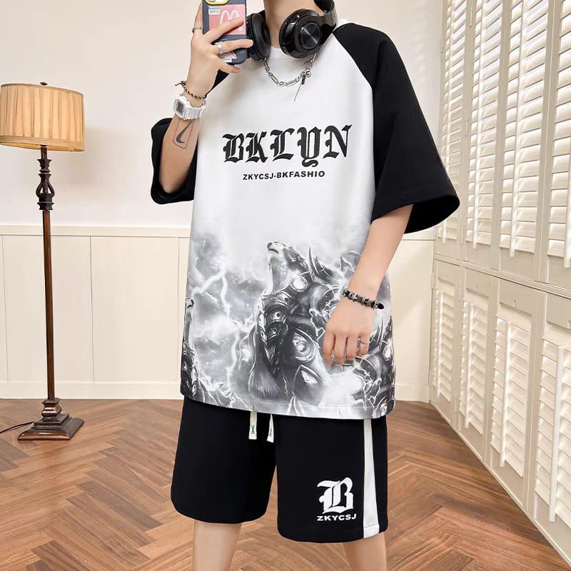 Setelan PRESSIONE SET Baju dan Celana Pendek Unisex Pria Wanita dengan Fit yang Nyaman dan Keren Kaos Motif Dewasa 5