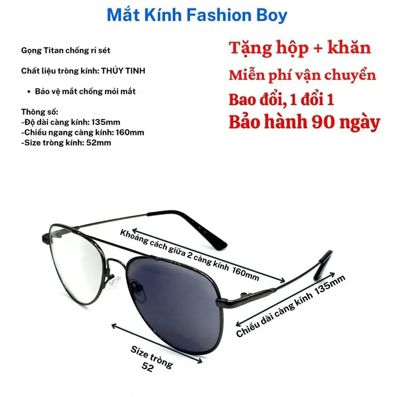 [Thủy tinh đổi màu]  Kính đổi màu đi đêm màu trong - kính nhìn đêm rõ nét - ban ngày đổi màu xám khói - gọng titan dẻo không phai màu - size mắt 52mm (phù hợp từ 45kg - 85kg) kính men - women 4