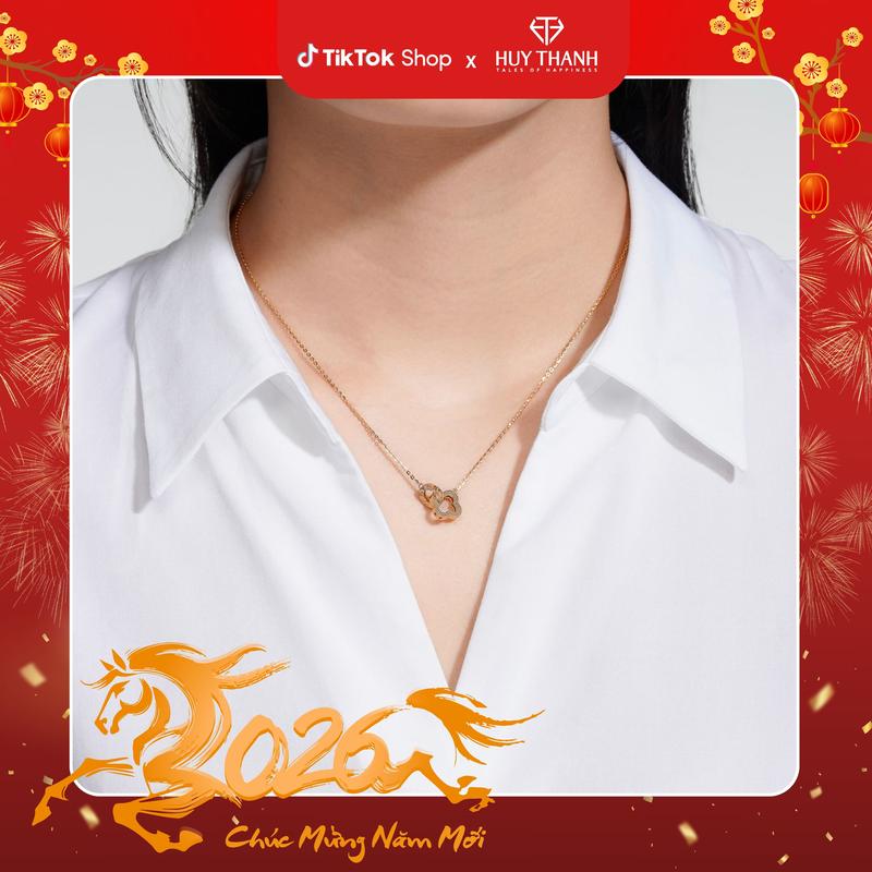 HuyThanhJewelry DCZ040 Dây chuyền Vàng 10K 14K Họa Tiết Thanh Lịch Phù Hợp Mọi Phong Cách