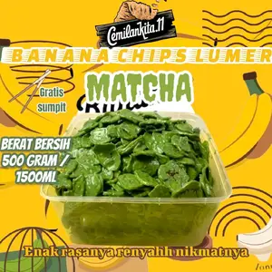 KERIPIK PISANG MATCHA GREEN TEA LUMER BANA CHIPS BISA COD berat 500 GRAM / 1500 ML