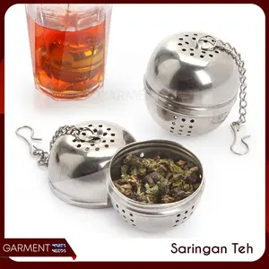 Saringan Teh Bulat Rempah Bumbu Masak Tea Infuser Stainless Steel Model Bola Rantai Lubang Kecil