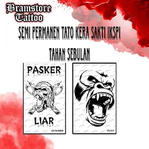 Semi Permanen Tato Motif Kepala Kera Sakti logo IKSPI Pakem Tahan Sebulan Temporary Tatto