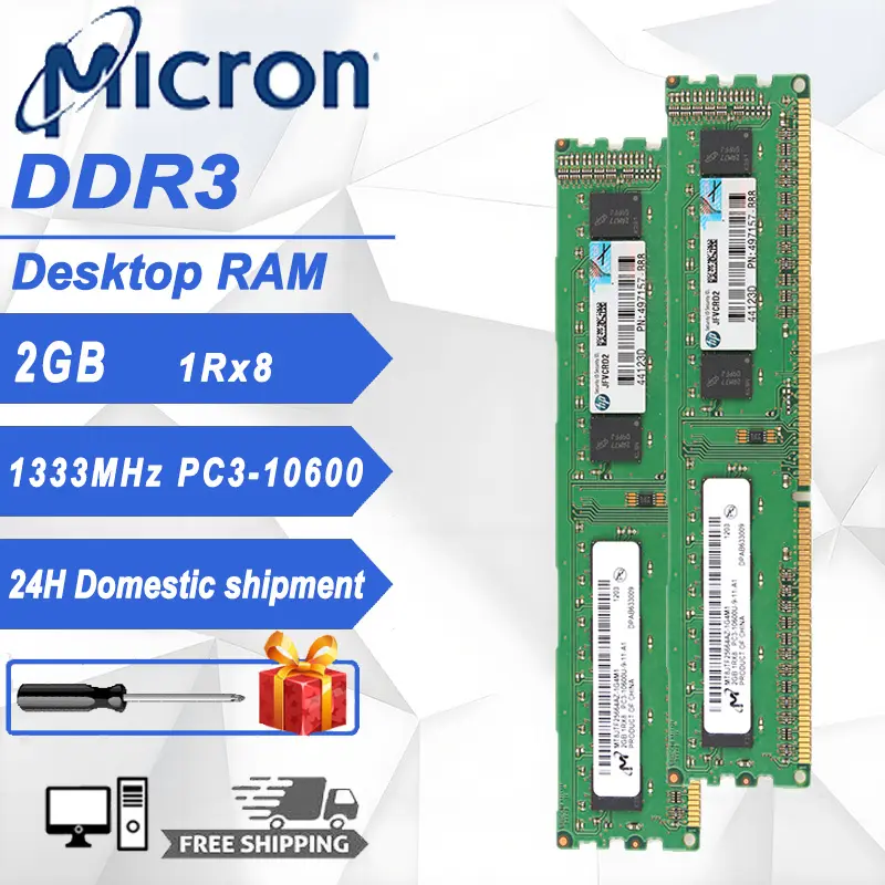 Micron 2GB DDR3 1333Mhz DIMM 1.5V RAM 1Rx8 PC3-10600 Desktop Memory module