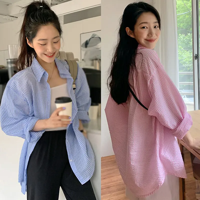 Women's Loose Casual Turndown Collar Single Breasted Blouse
