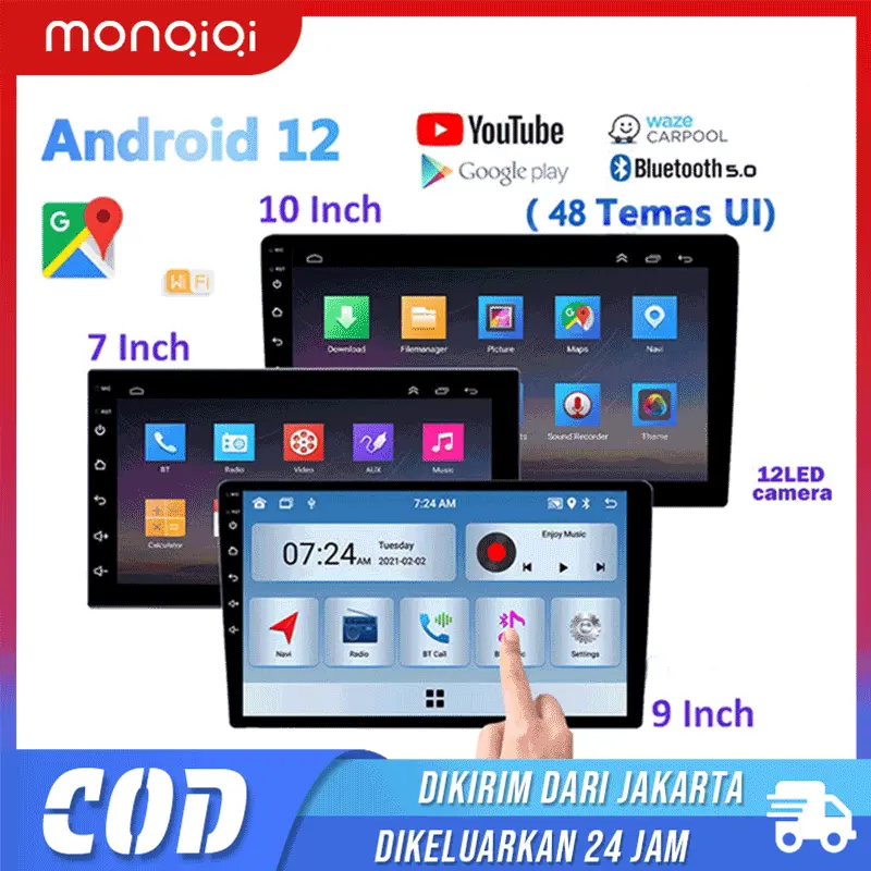 GPS Navigasi Mobil Layar Ips 2Din 10inci  4 GB RAM 32 GB Android 12 Mobil Radio Stereo HD 1080P 2.5D  Mobil 10.1  MP5 Player dengan Bluetooth/head unit android car play