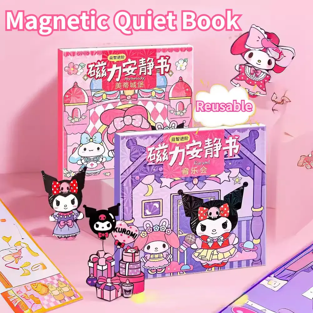 Quiet Book Sanrio Kulome Large DIY Magnetic Suction Karakter Buku Busy Magnet Paper Doll Mainan Anak