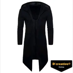 hoodie cardigan long Lembut Panjang Blazer Jaket Hitam Tebal