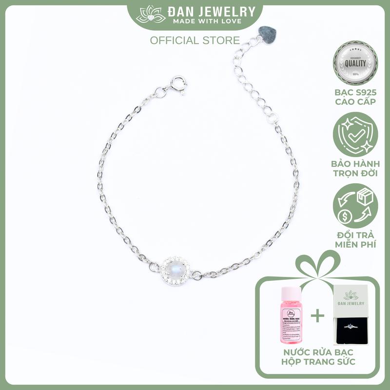 Vòng tay nữ bạc s925 đá moonstone - Vòng tay xinh xắn - nữ tính cao cấp - Đan Jewelry VT01 đá Garnet Aquamarine Moonstone