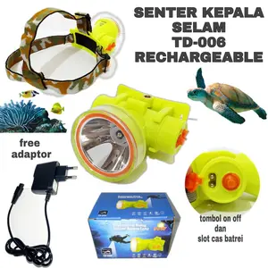 SENTER KEPALA SELAM HEADLAMP DIVING LED TD-006 SENTER ANTI AIR LONGDA
