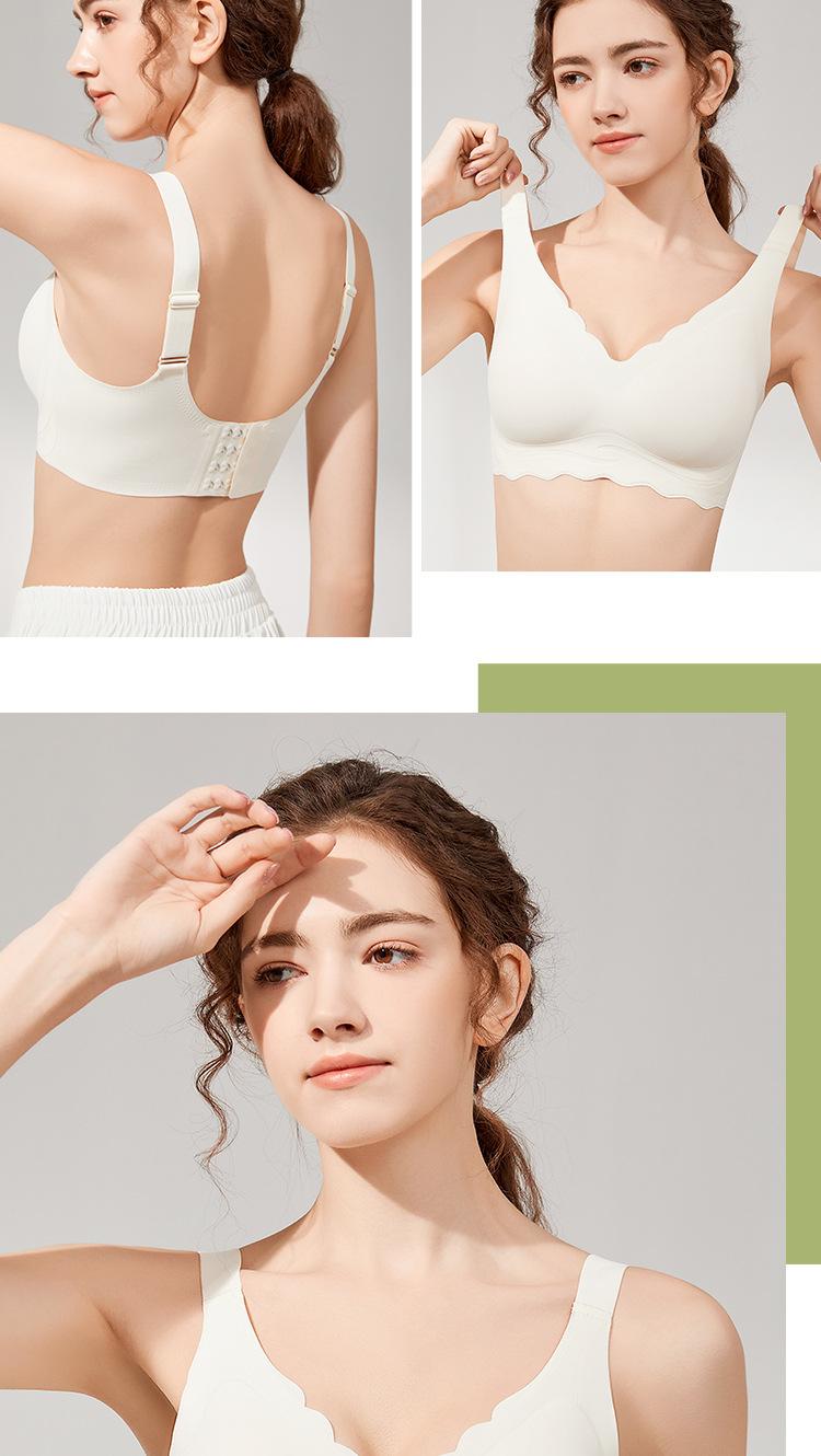 Product Introduction of Jelly strips non-marking large size underwear female summer thin section large breasts show small breasts gathered without steel ring fixed cup bra 17