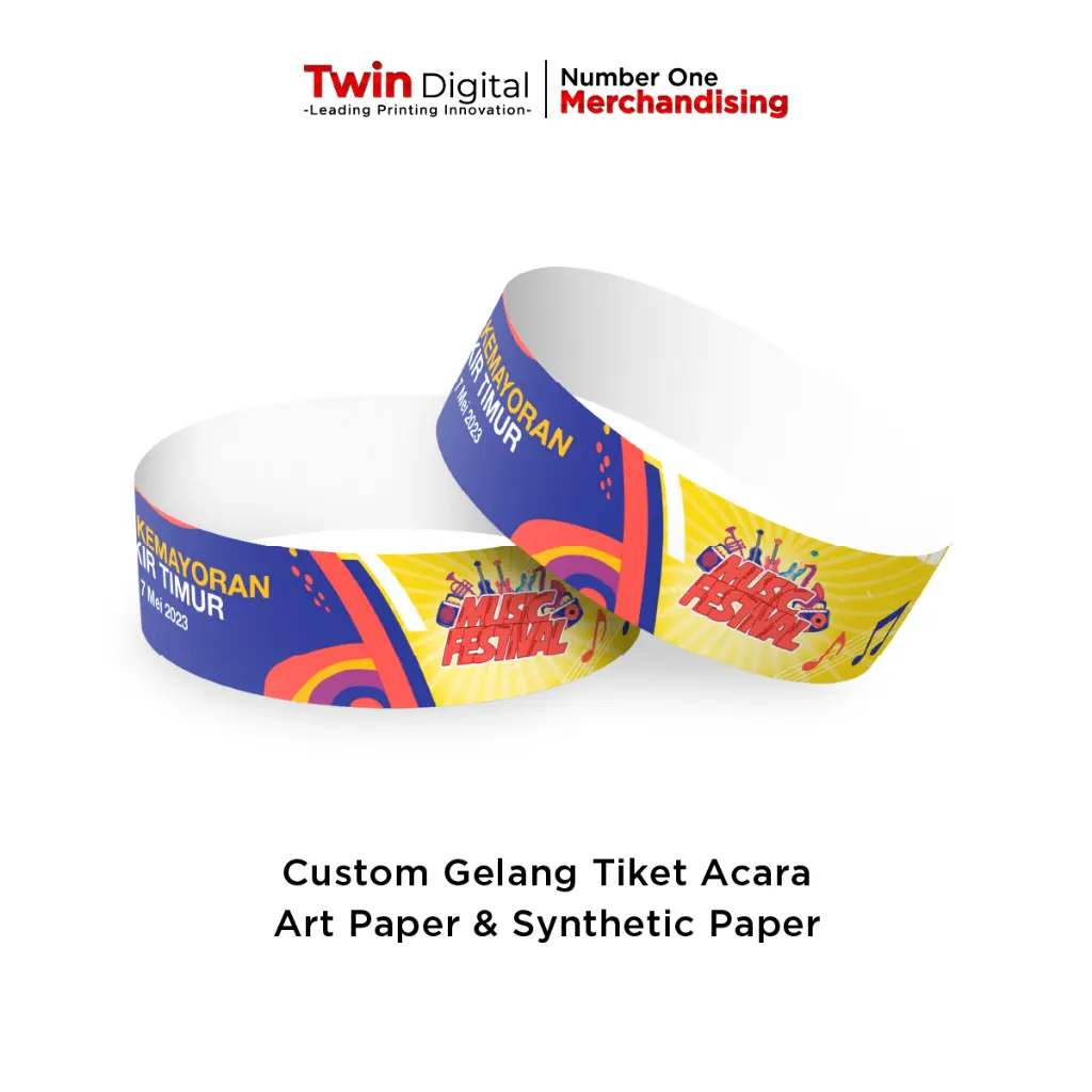 Twindigital Custom Gelang Tangan Konser Tiket Cetak Bangle Wristband Wristpass Fandmade Aksesoris Event - Art Paper