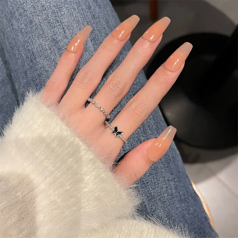 COD❤️ 2Pcs/Set Cincin Korea Kupu-kupu Zirkon Hitam Pembukaan Dapat Disesuaikan Butterfly Fashion Adjustable Untuk Wanita Murah-CL 1