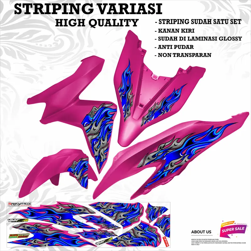 VARIASI 1 STRIPING VARIO GEN 1 STICKER MOTOR MOTIP API BIRU Motorcycle 7