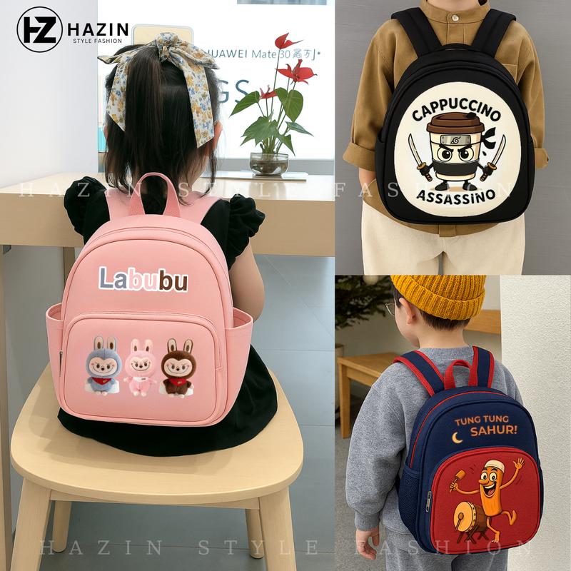 Balo cho bé từ 1-5 tuổi mầm non bé trai bé gái đi học mẫu giáo 2 ngăn in hình khủng long ngộ nghĩnh đáng yêu