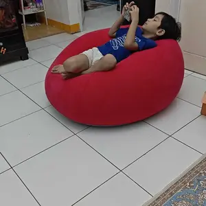 Inflatable Sofa Kursi Angin Portable Single Size Sofa Santai Empuk Lembut Bean Bag Sofa Tiup Nyaman untuk Kamar Tidur Ruang Tamu Balkon Camping Outdoor, Mudah Dilipat, Hemat Tempat, Free Pompa Udara, Max 150KG Minimalis Furniture