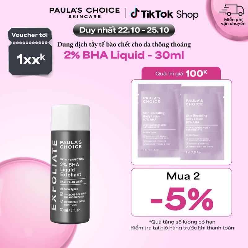 Tẩy tế bào chết hỗ trợ làm sạch sâu Paula's Choice Skin Perfecting 2% BHA Liquid Exfoliant 30ml 2016