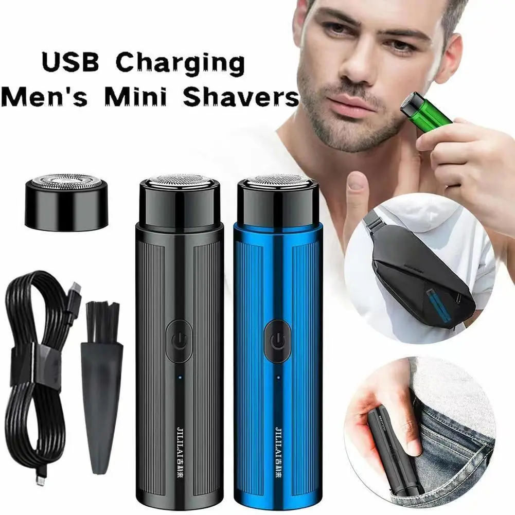LX Men Shaver Mini Travel Trim Portable USB Charging Trimmer Man Beard Mustache Grooming Mesin Pencukur Cukur Misai Jambang White Electric Shaving