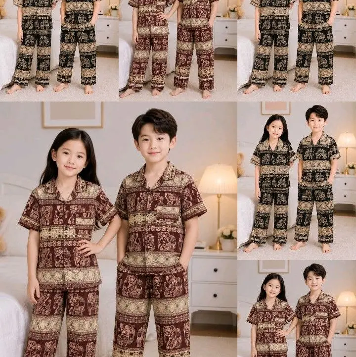PIYAMA ANAK LAKI LAKI DAN PEREMPUAN MOTIF GAJAH VIRAL USIA 6 BULAN - 12 TAHUN